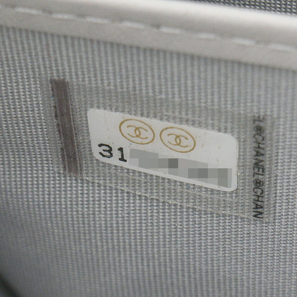 Chanel Lambskin Round Zipper Long Wallet Gray