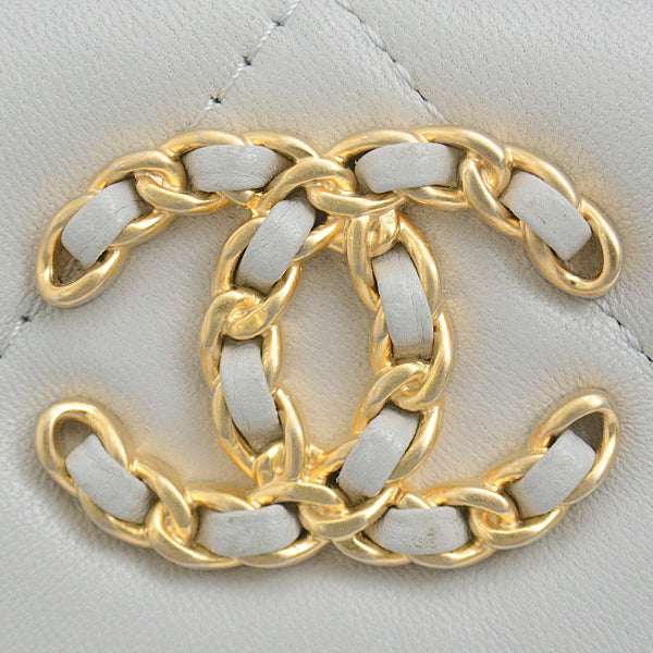 Chanel Lambskin Round Zipper Long Wallet Gray