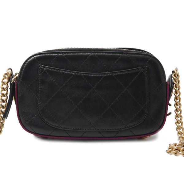 Chanel Matelasse Chain Shoulder Bag Black Bordeaux