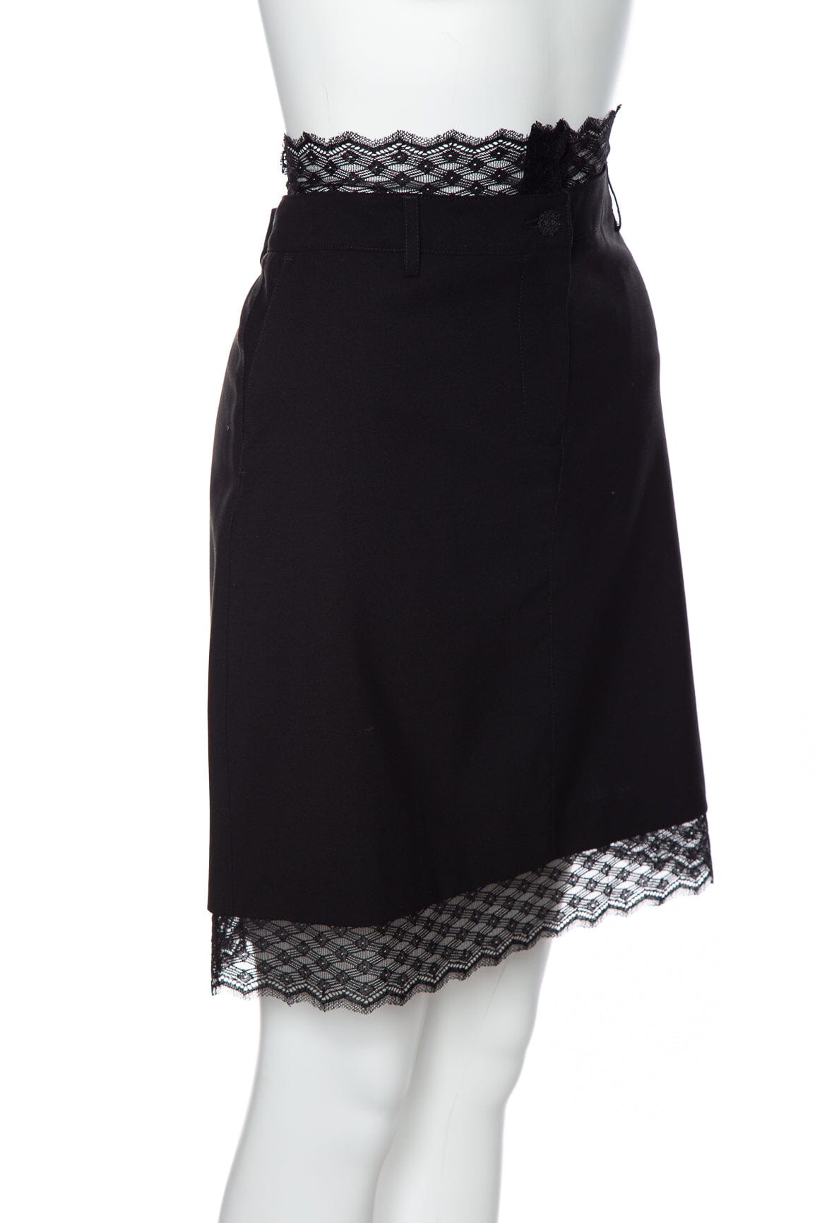 Chanel Black Lace Detail Skirt SZ 40