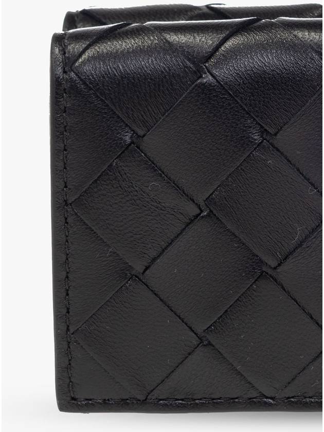 Bottega Veneta Tiny Interciato Bifold Double Flap Bifold Wallet Black