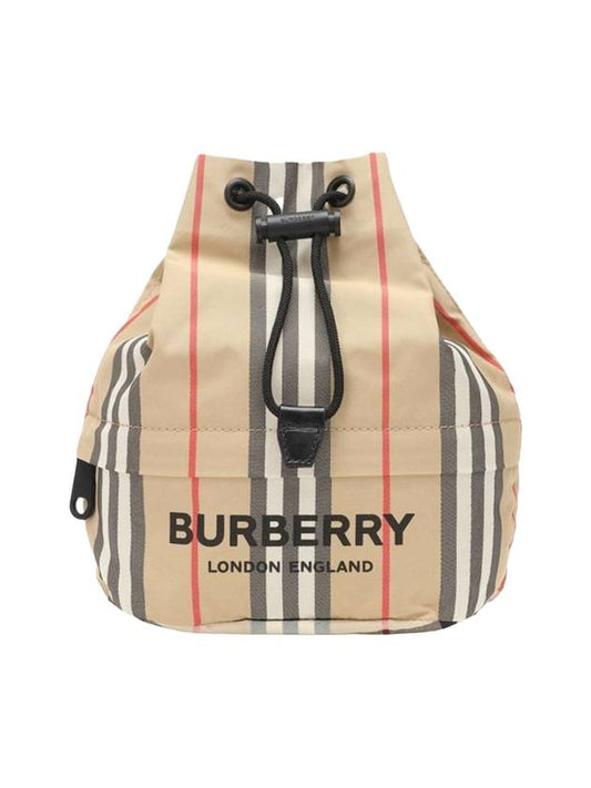 Burberry Icon Stripe Econyl Drawcord Bucket Bag Archive Beige