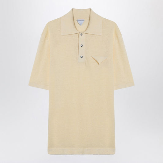 Bottega Veneta Men Yellow Polo Shirt In Light Linen