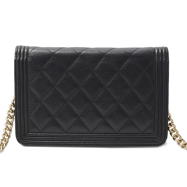 Chanel Caviar Skin Matelasse Boy Chain Wallet