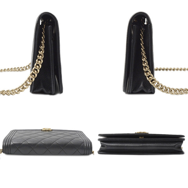 Chanel Caviar Skin Matelasse Boy Chain Wallet