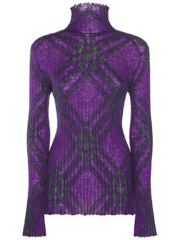 Burberry Check Mohair Blend Turtleneck Royal