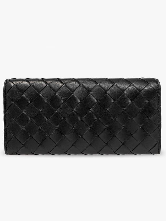 Bottega Veneta Intrecciato Chain Long Wallet Black