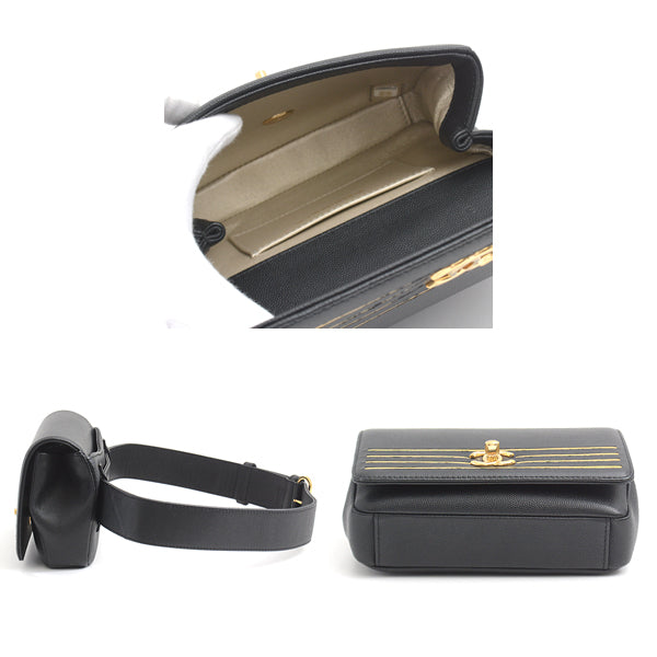 Chanel Caviar Skin Waist Bag Black