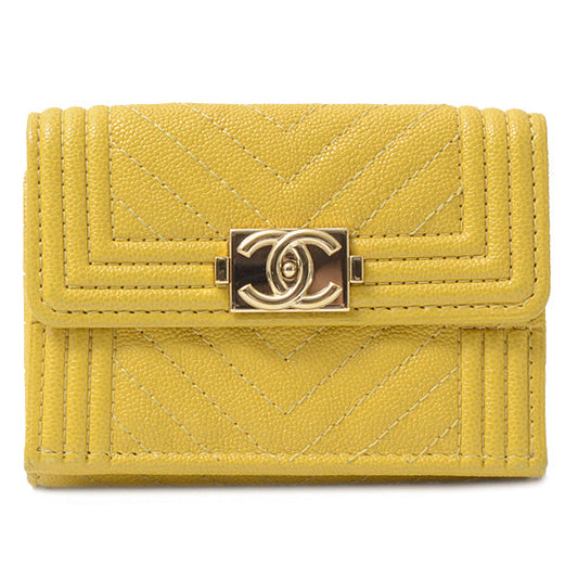 Chanel Boy Chanel Small Flap Wallet Chevron Caviar Skin A84432