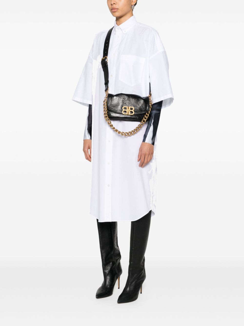 BALENCIAGA Mini BB Flap Leather Handbag