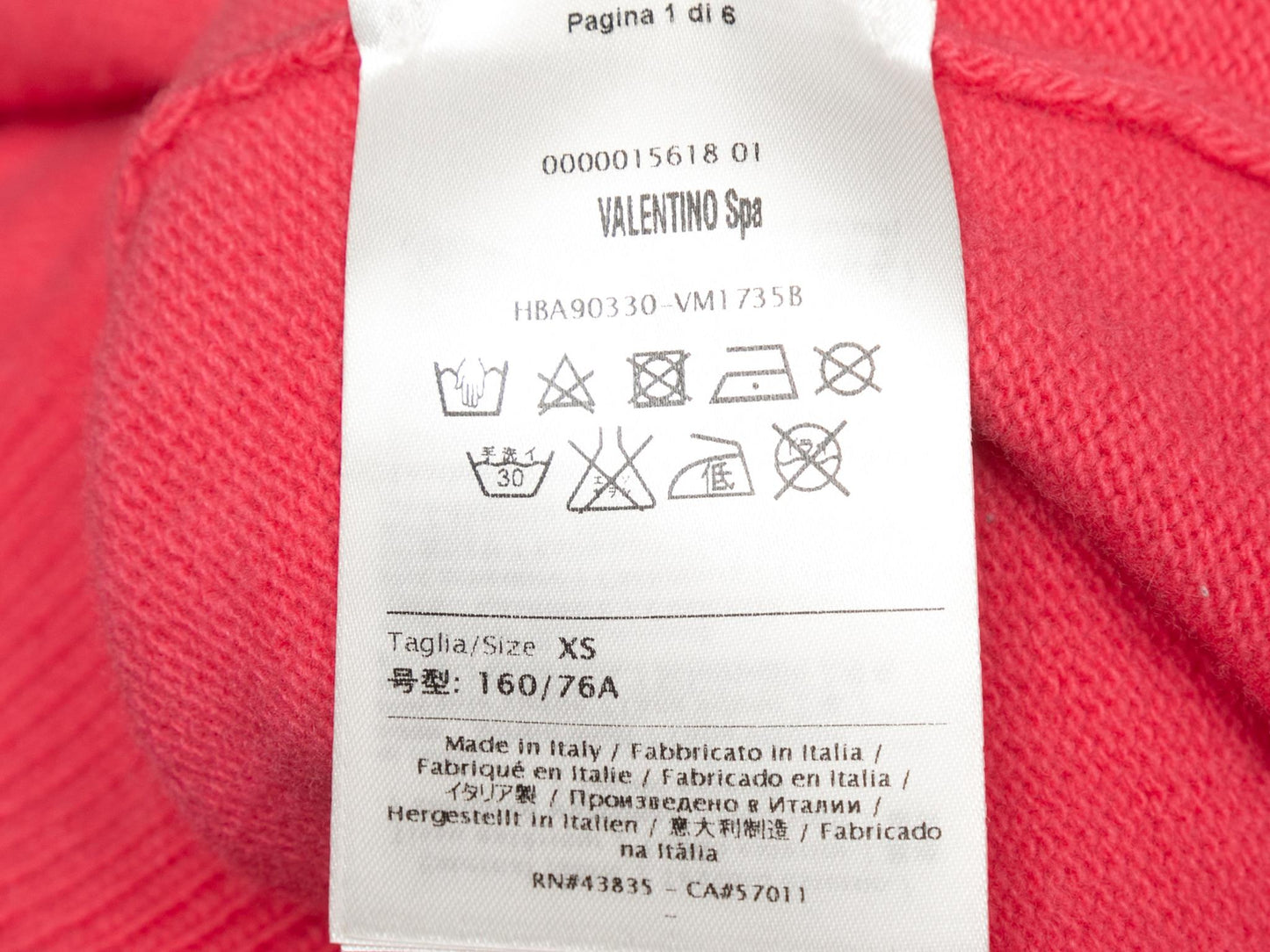 Hot Pink Valentino Virgin Wool & Cashmere Sweater Size US XS