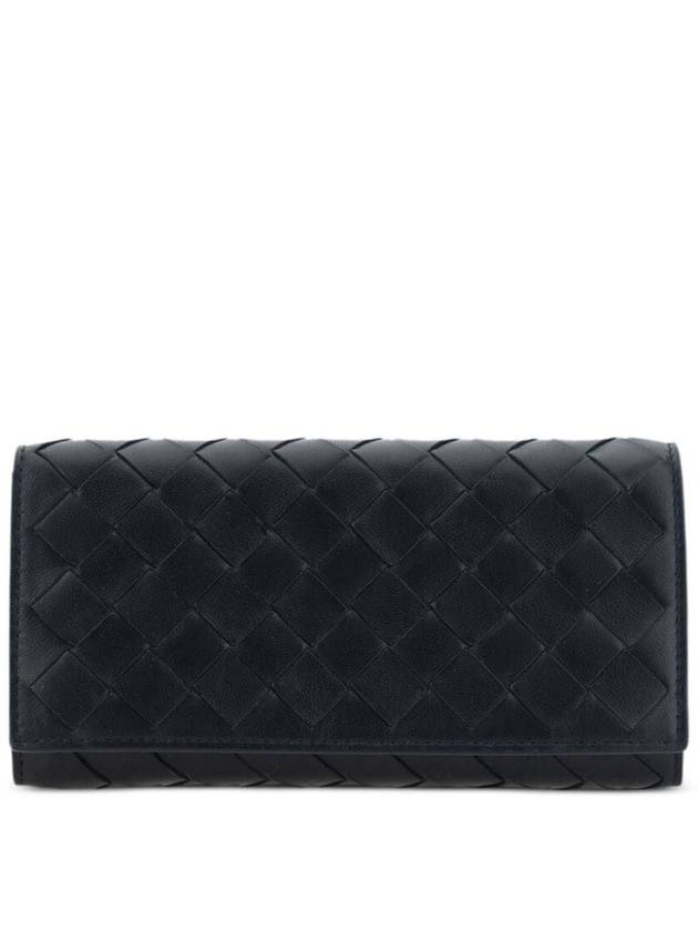 Bottega Veneta Intrecciato Flap Long Wallet Black