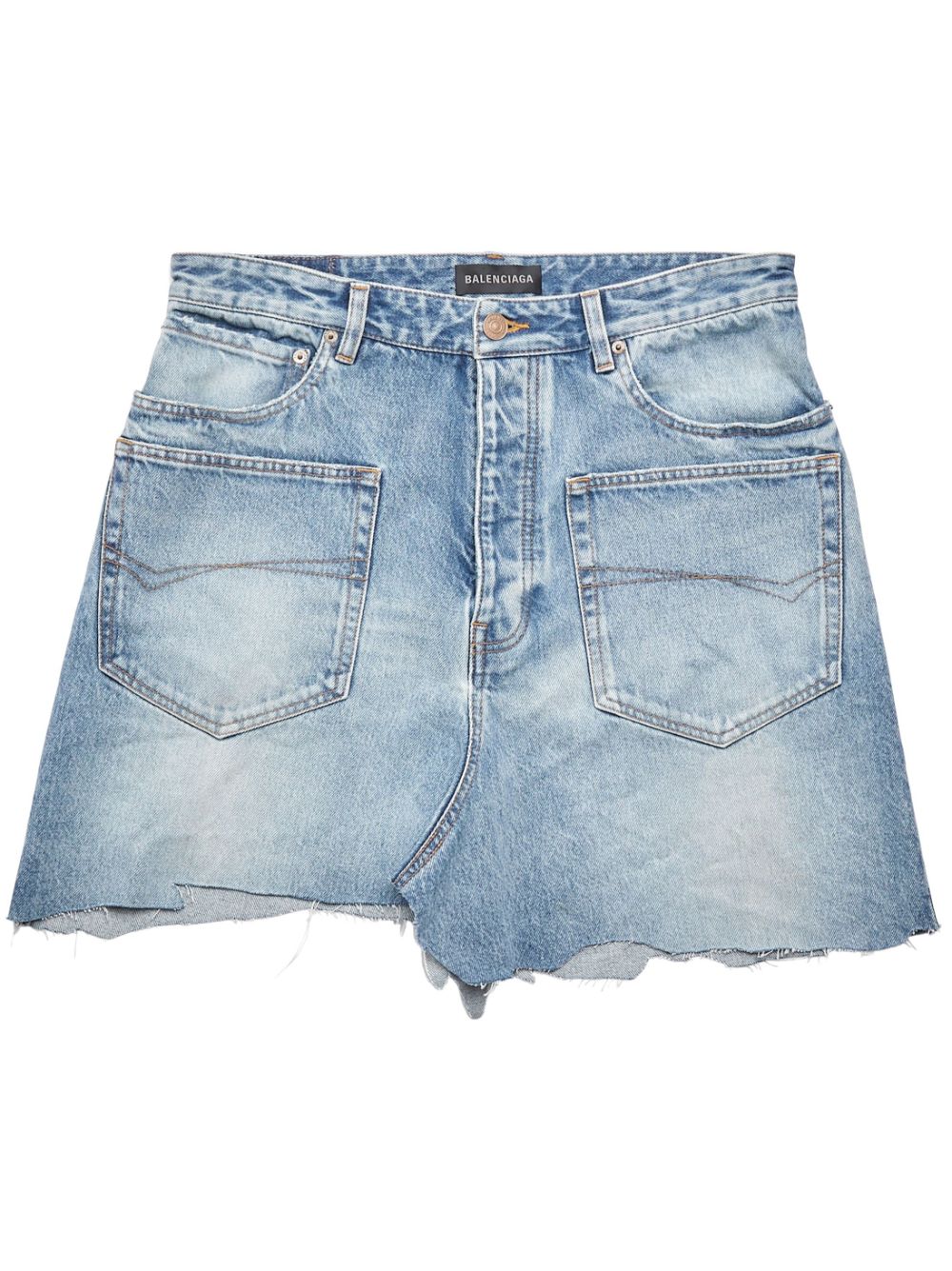 BALENCIAGA Asymmetric Cut-Up Denim Mini Skirt
