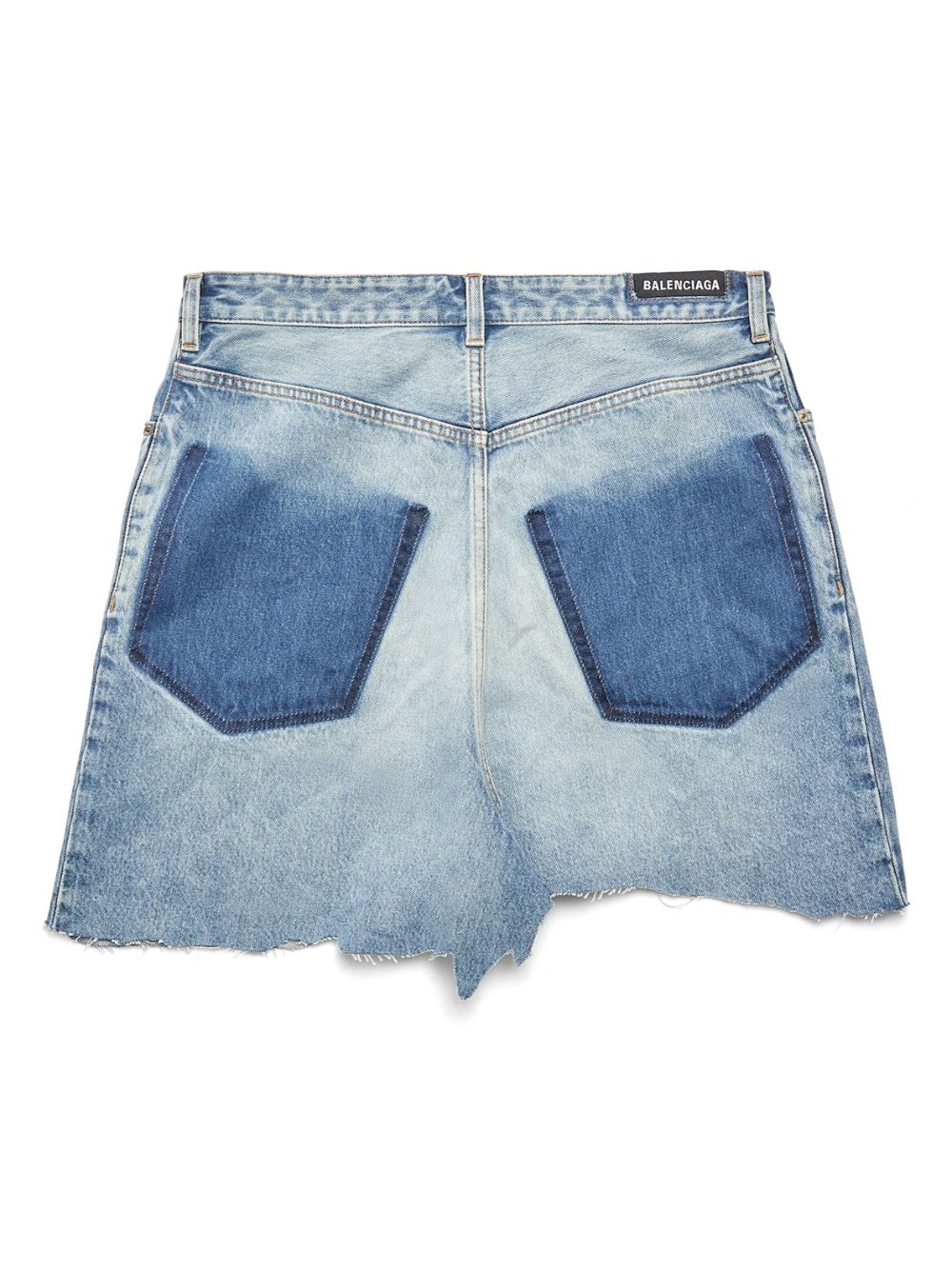BALENCIAGA Asymmetric Cut-Up Denim Mini Skirt