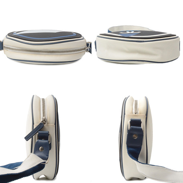 Chanel Airline Round Shoulder Bag Rubber Canvas Navy Black White