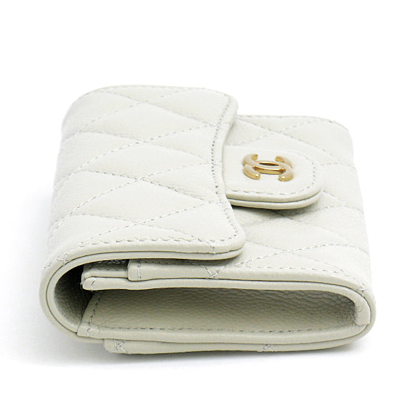 Chanel Caviar Skin Matelasse Classic Flap Card Case Light Grey