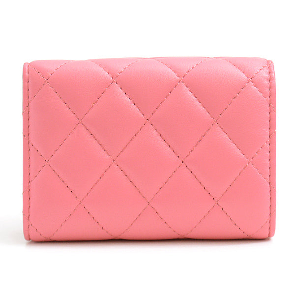 Chanel Lambskin Matelasse Compact Wallet Pink