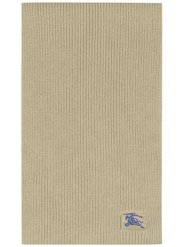 Burberry Embroidered Logo Rib Cashmere Scarf Green