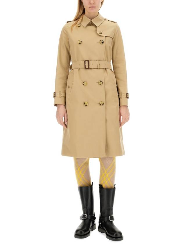 Burberry Kensington Heritage Cotton Trench Double Coat Beige