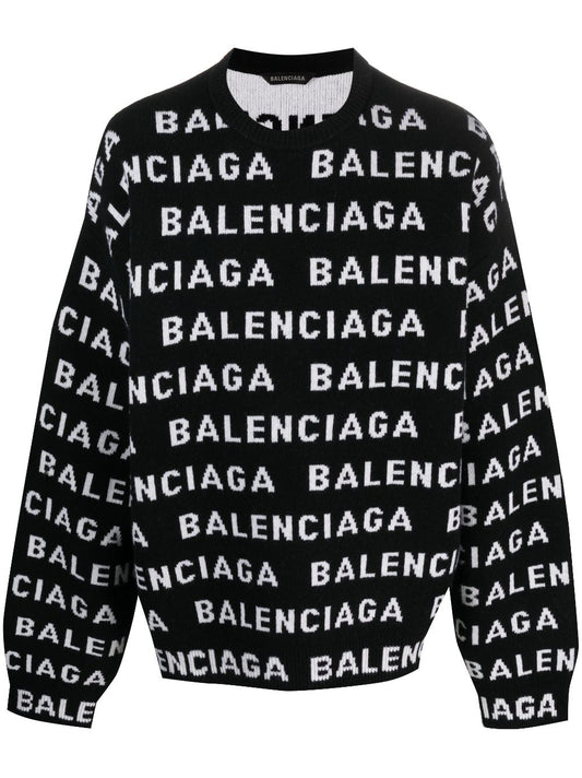 BALENCIAGA Allover Logo Crewneck Sweater - Men’s Size