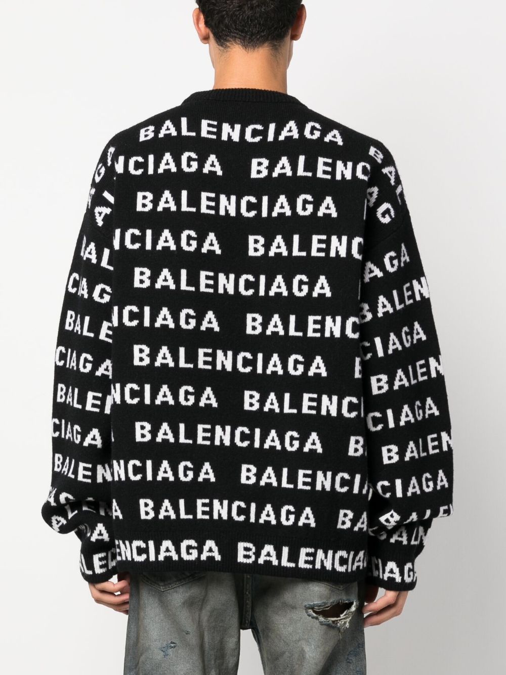 BALENCIAGA Allover Logo Crewneck Sweater - Men’s Size