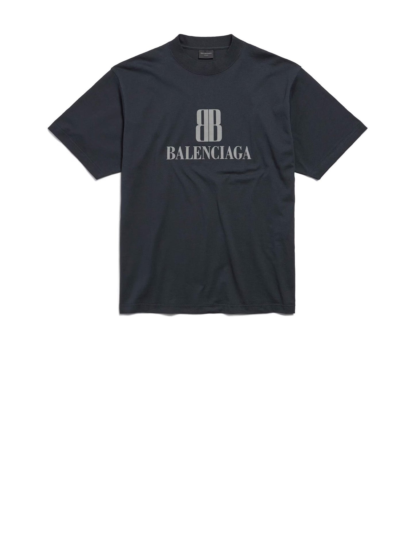 BALENCIAGA Washed Black Center Print T-Shirt for Men