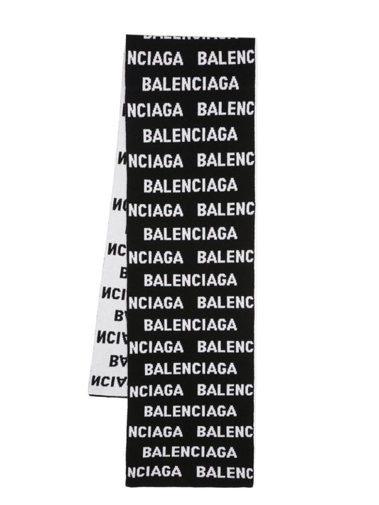 BALENCIAGA Allover Logo Wool Scarf