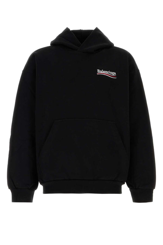 BALENCIAGA Cotton Hoodie with Ribbed Edges for Men - FW25 Collection