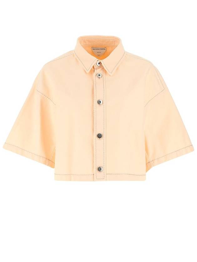 Bottega Veneta Stitched Crop Cotton Shirt Pink