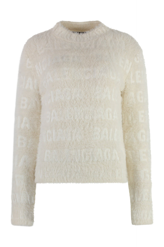 BALENCIAGA Furry Fitted Wool Blend Sweater