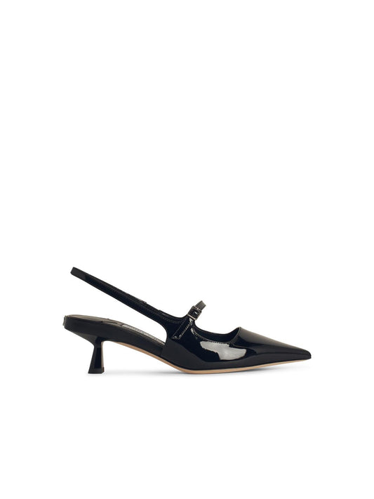 Jimmy Choo 'Didi' Black Leather Slingbacks Women