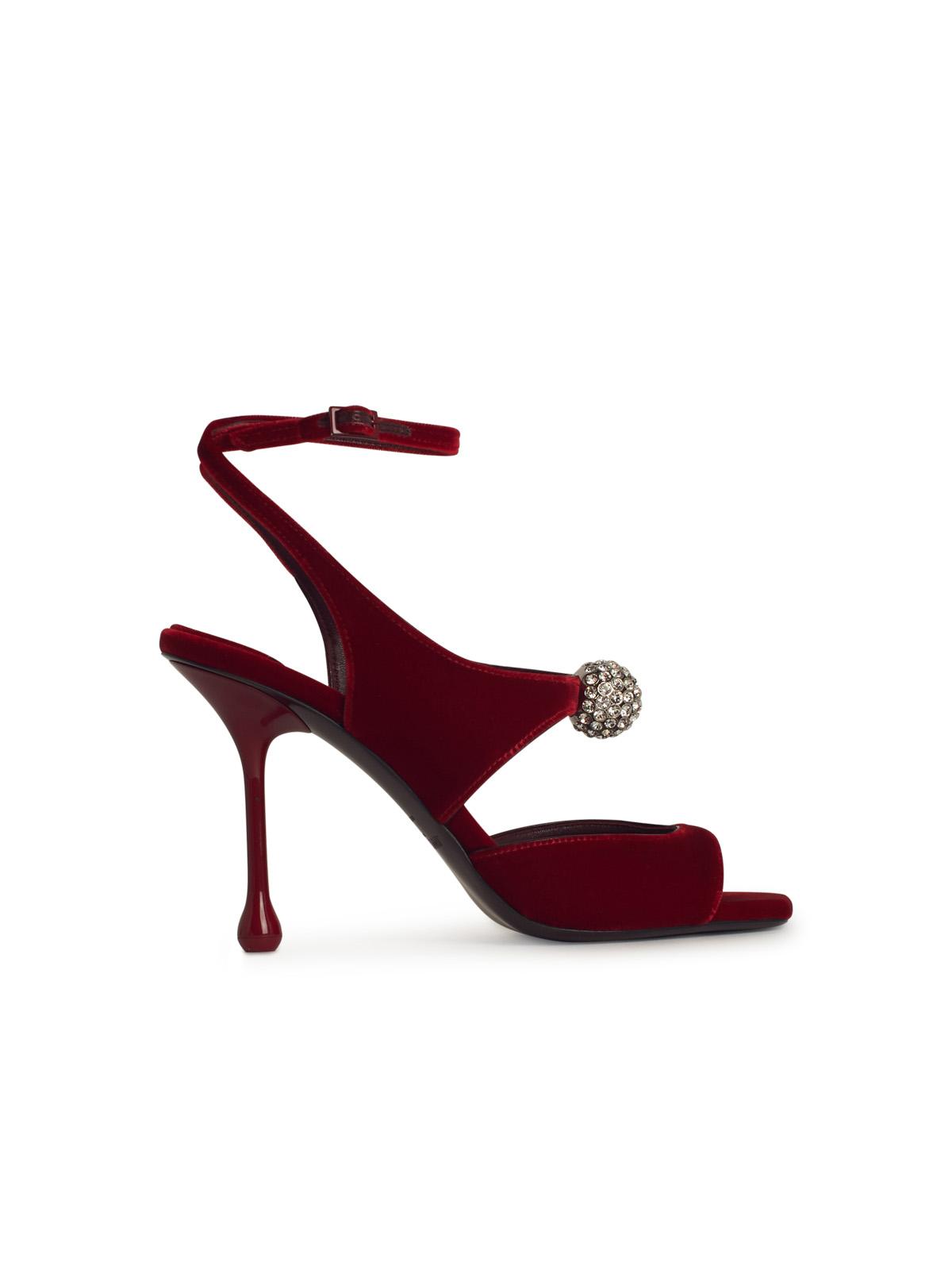 Jimmy Choo 'Orb' Red Velvet Sandals Women