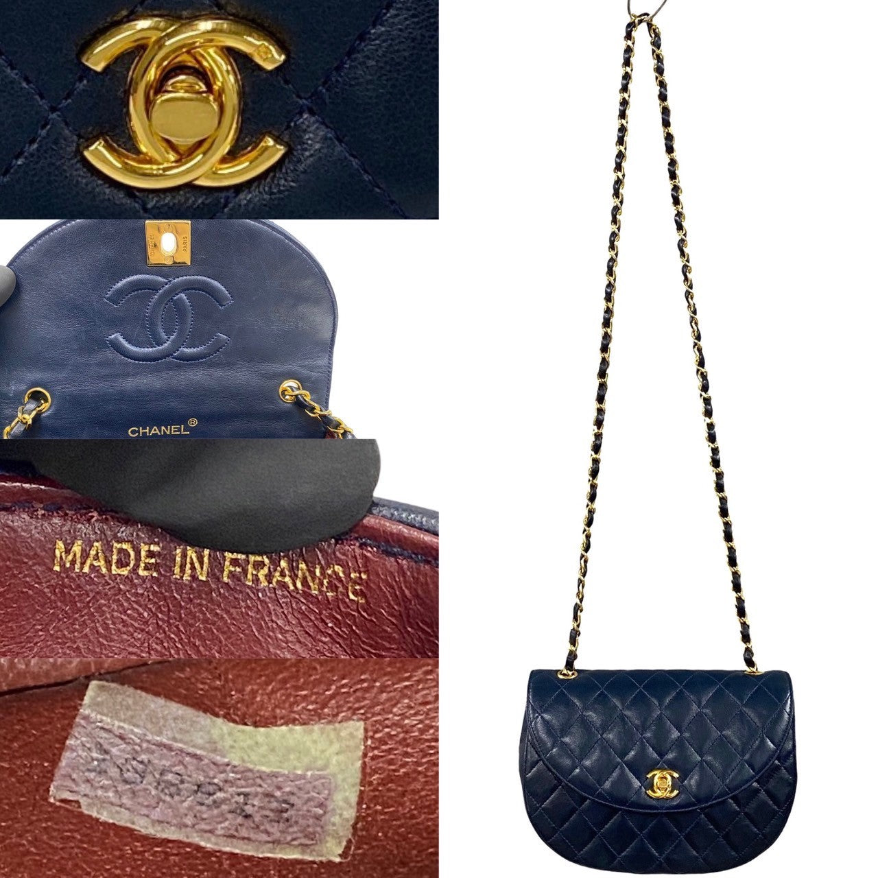 Chanel CC Half Moon Matelassse Chain Bag  Leather Crossbody Bag