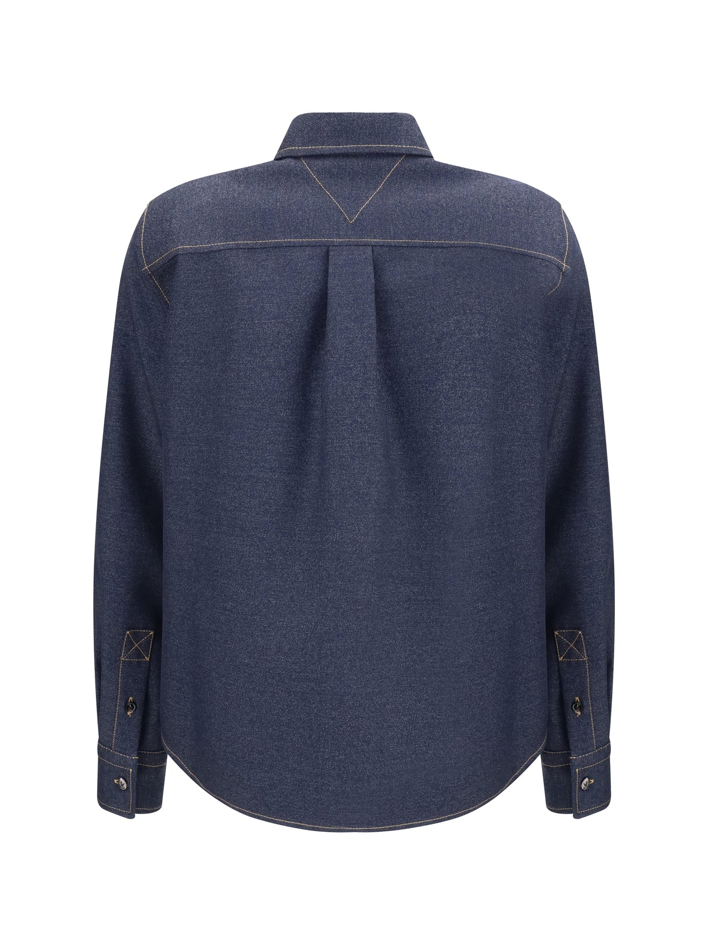 Bottega Veneta Women Denim-Effect Mélange Wool Shirt
