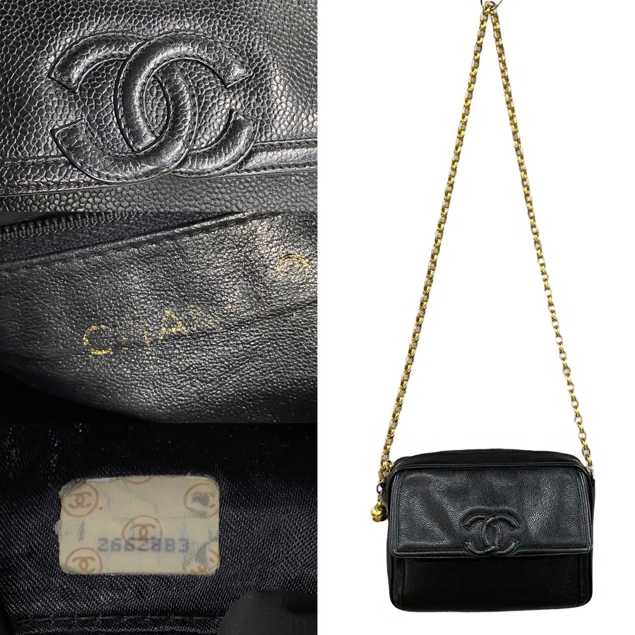 Chanel CC Caviar Flap Camera Bag  Leather Crossbody Bag