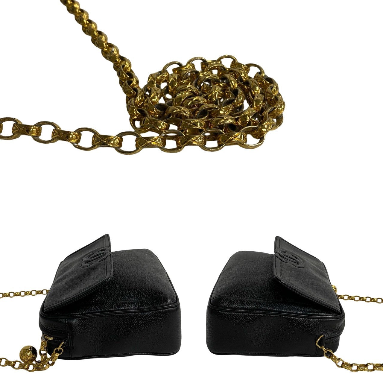 Chanel CC Caviar Flap Camera Bag  Leather Crossbody Bag