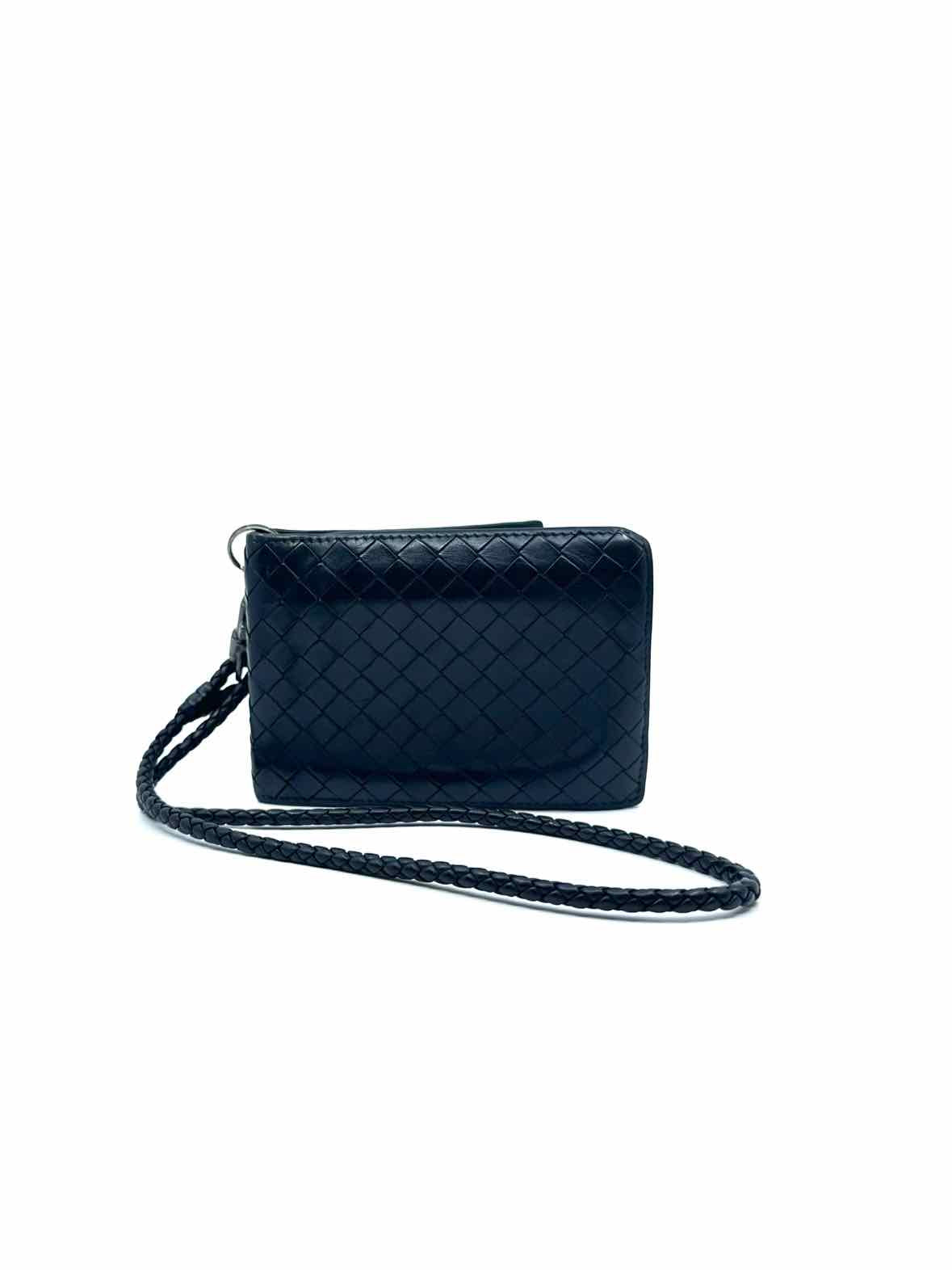 BOTTEGA VENETA Black Leather Woven Wallet