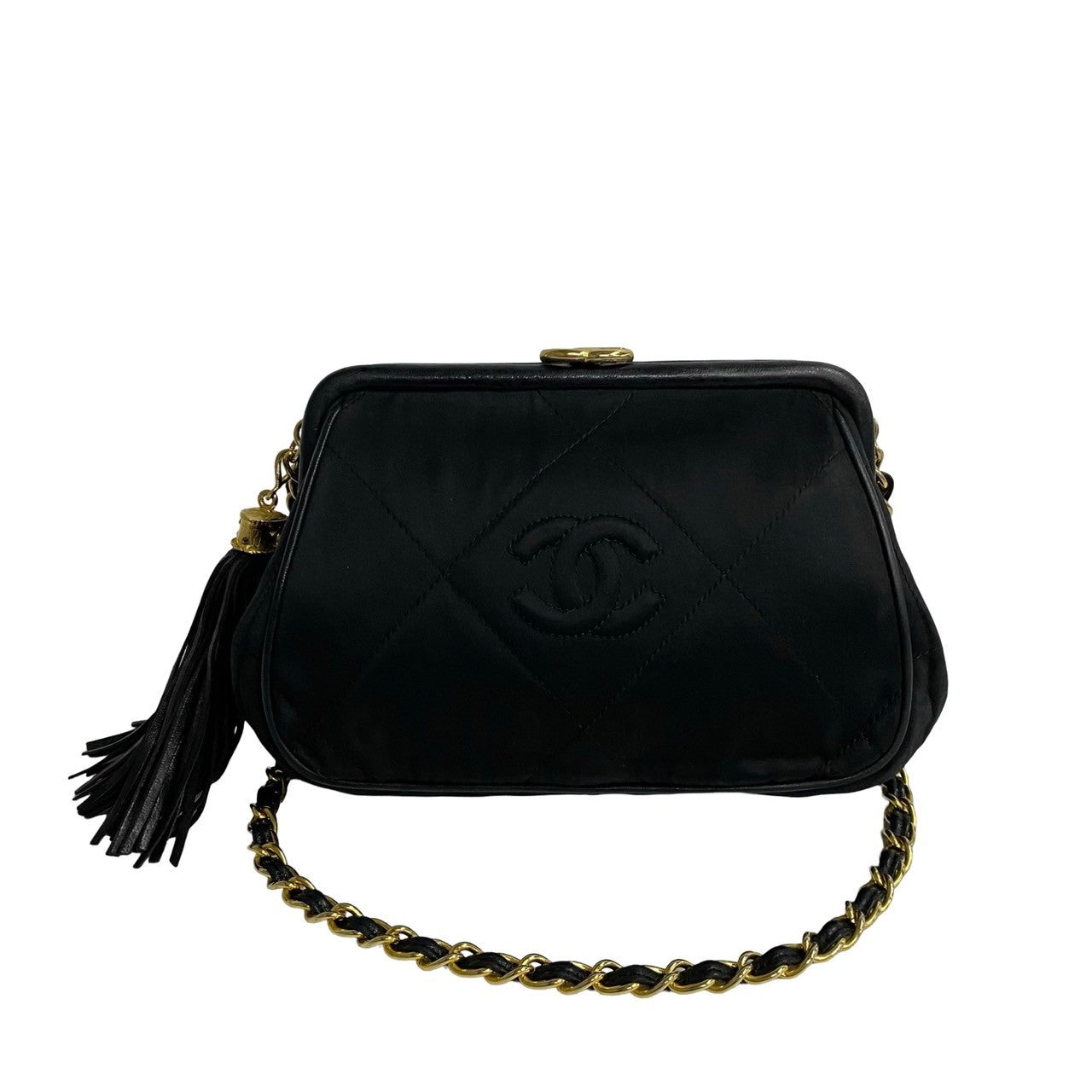 Chanel Quilted Satin Clasp Crossbody Bag Canvas Crossbody Bag