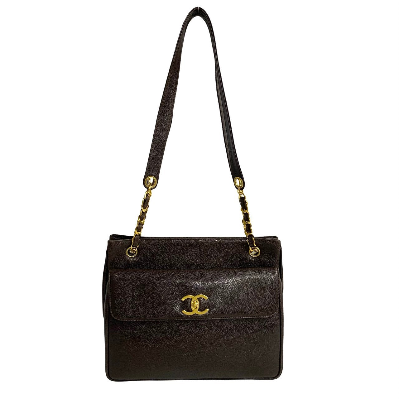 Chanel CC Caviar Shoulder Bag Leather Tote Bag