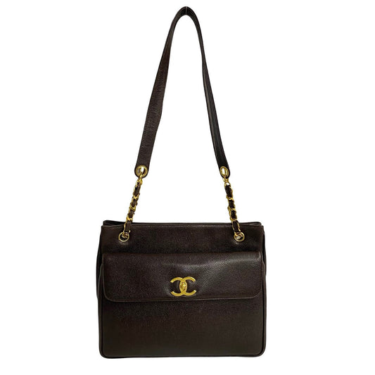 Chanel CC Caviar Shoulder Bag Leather Tote Bag