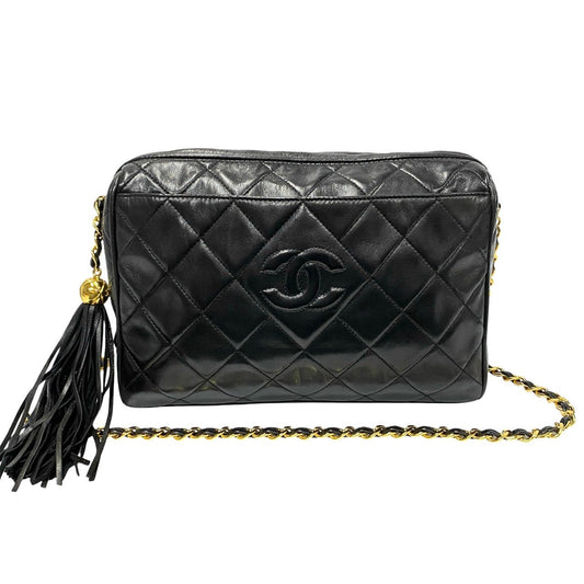 Chanel Quilted Leather Tassel Camera Bag Leather Crossbody Bag