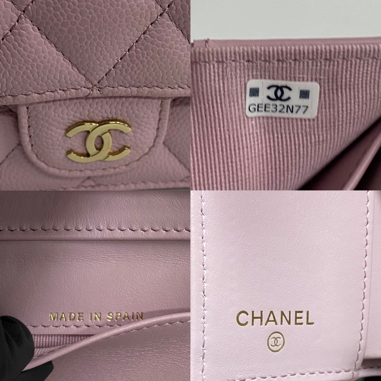 Chanel Caviar Skin Tri-Fold Mini Wallet Pink