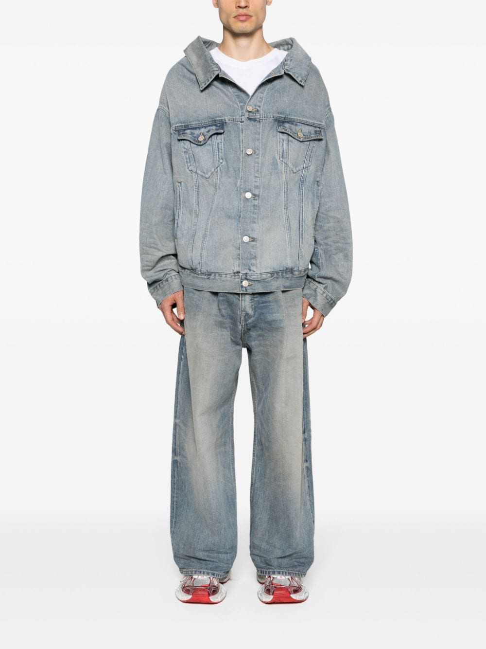BALENCIAGA Off Shoulder Denim Jacket