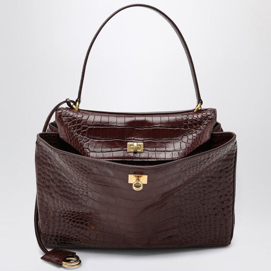 BALENCIAGA Medium Cocco-Print Calfskin Handbag