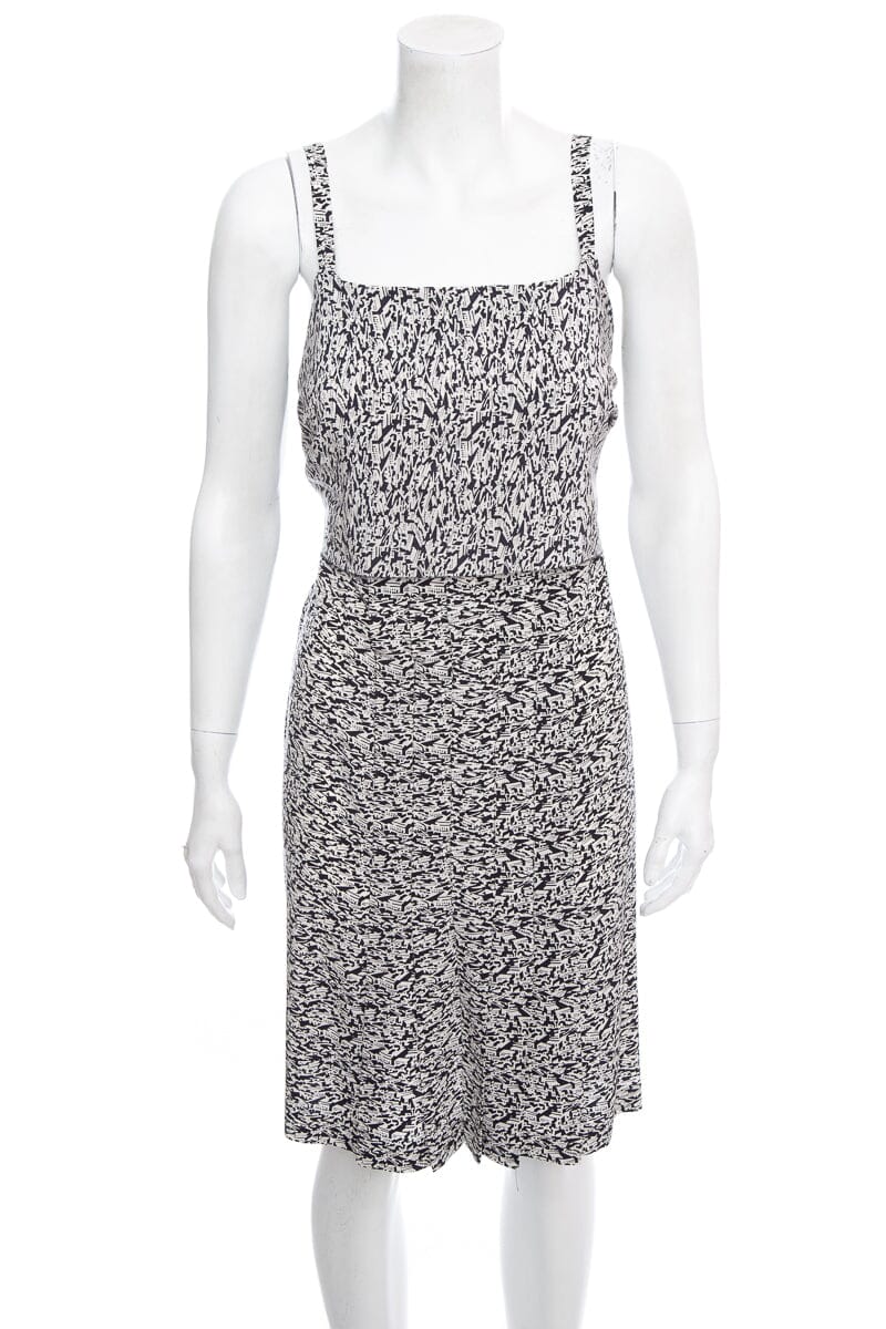 Chanel Black and White Silk House Printed Dress SZ S