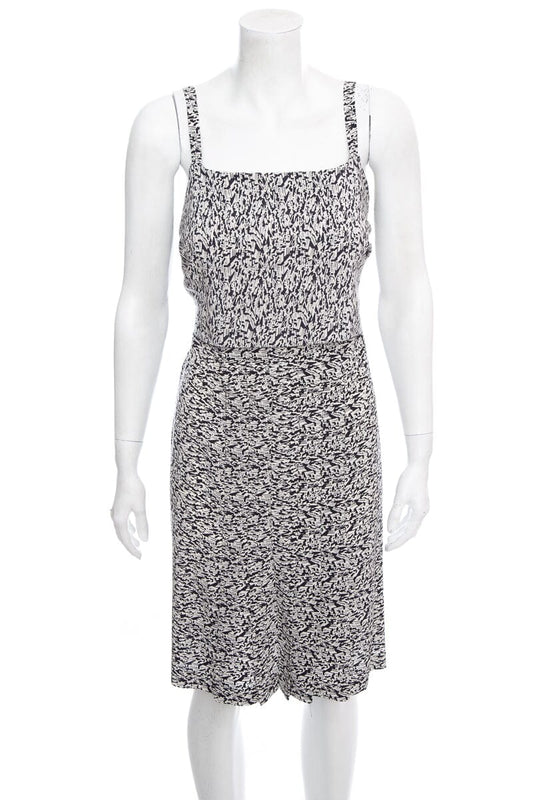 Chanel Black and White Silk House Printed Dress SZ S