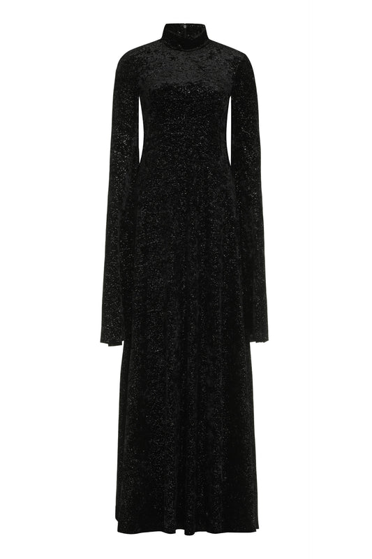 BALENCIAGA Velvet Maxi Dress with Wide Sleeves
