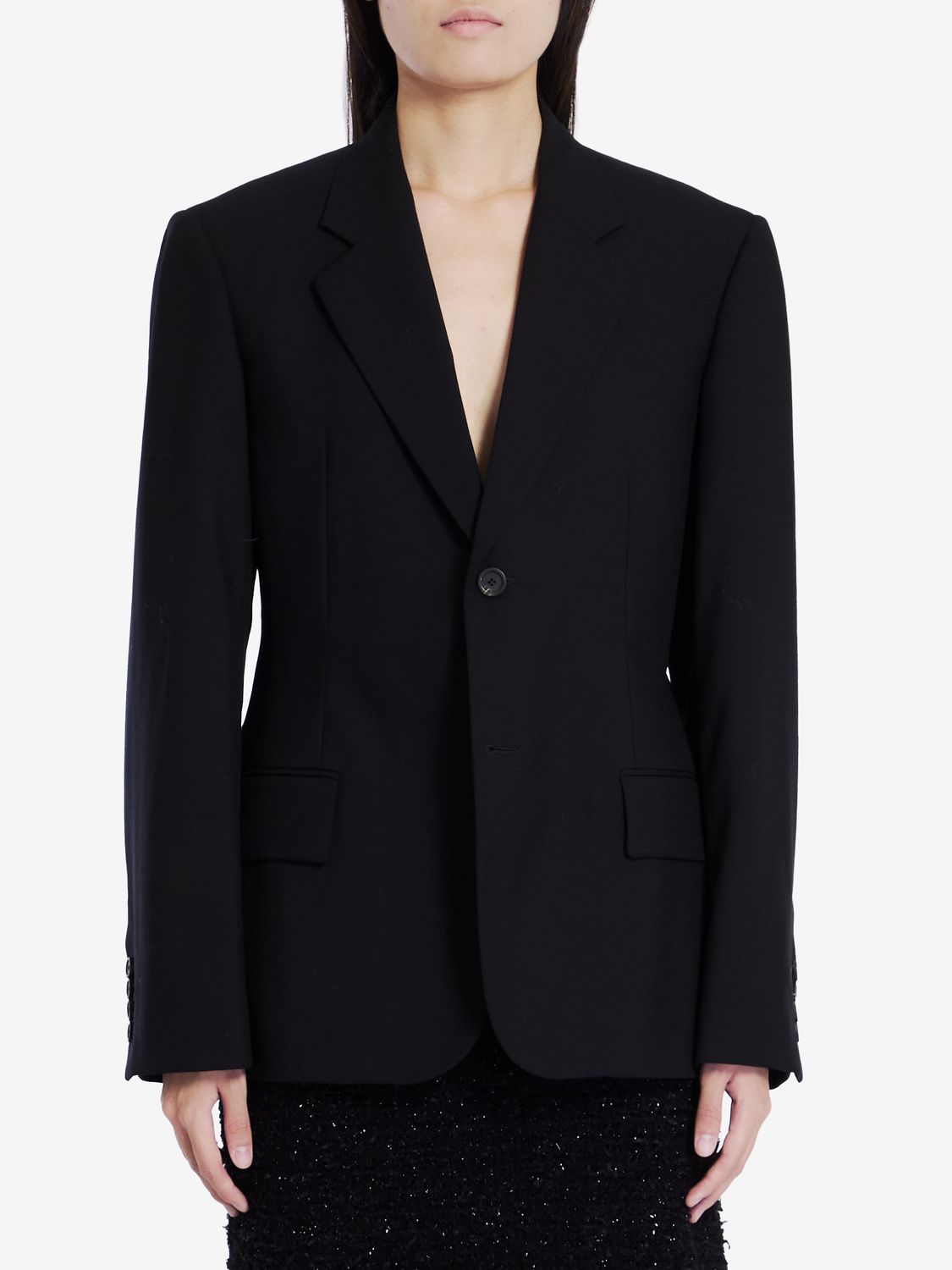 BALENCIAGA Wool Jacket with Peaked Lapels for Women - Regular Fit