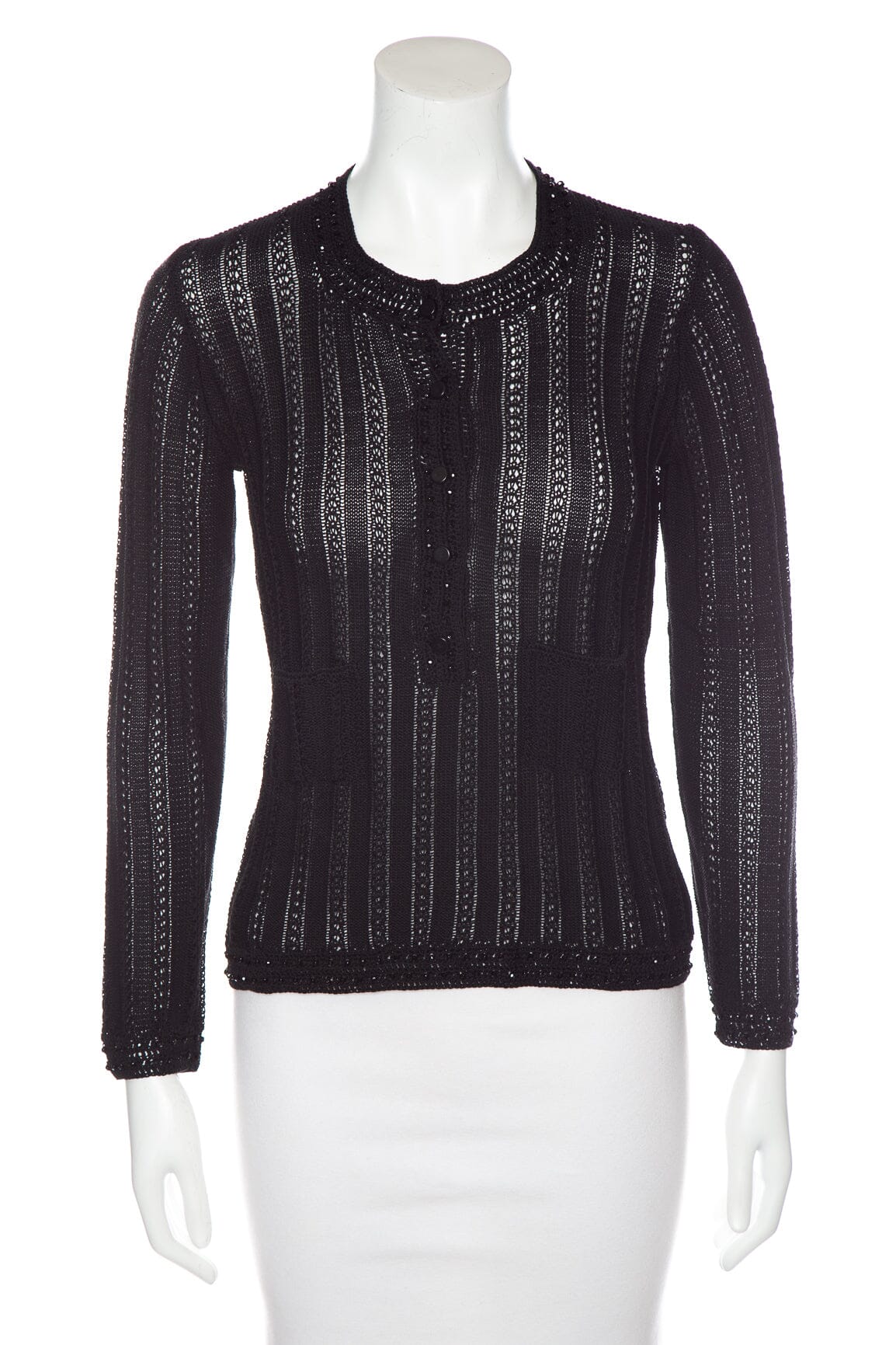 Chanel Black Beaded Knit Sweater SZ N/A