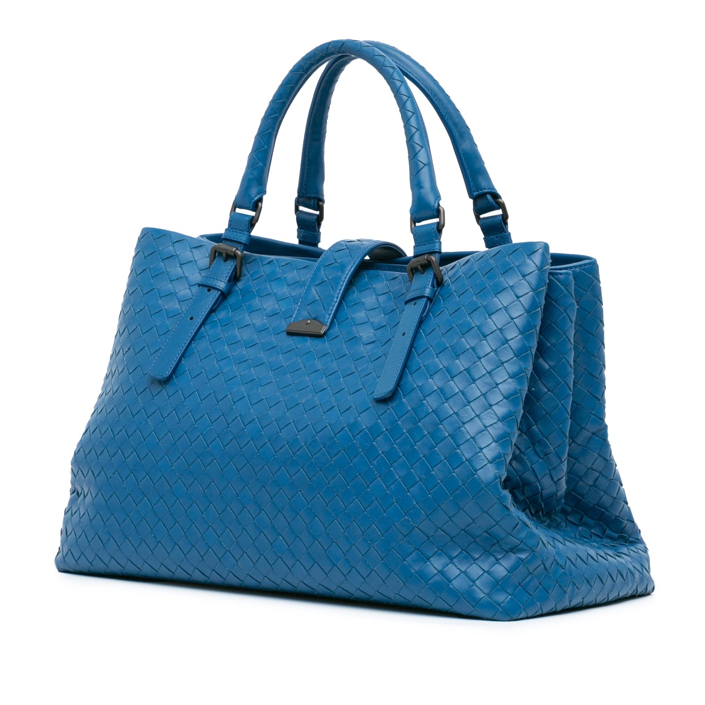 Blue Bottega Veneta Medium Nappa Intrecciato Roma Tote
